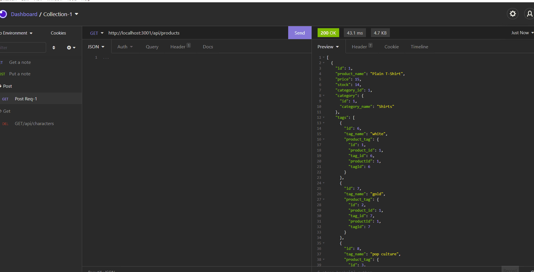 POST, PUT and DELETE for Products